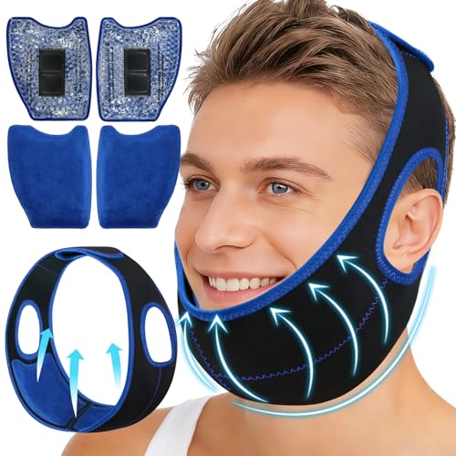 Image of Wisdom Teeth Ice Pack Head Wrap Jaw Face Ice Pack with 4 Gel Packs for Wisdom Teeth Removal Extraction Toothache Pain Relief Facial Face Oral Surgery TMJ Tonsillectomy Recovery Cosmetic Procedure