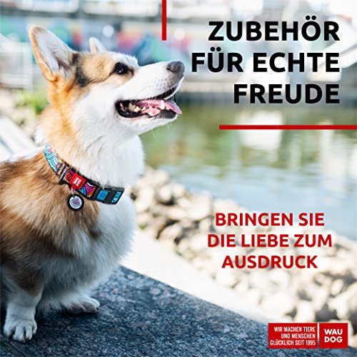 WAUDOG Nylon Halsband für Große, Mittelgroße und Kleine Hunde - Verstellbar mit Digitaler Hundemarke