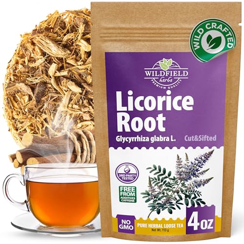 Image of 4 oz. Licorice Root Tea Liqorish Root Tea Herb (Glycyrrhiza Glabra) - 113g Bags Licorice Roots Raiz De Regaliz