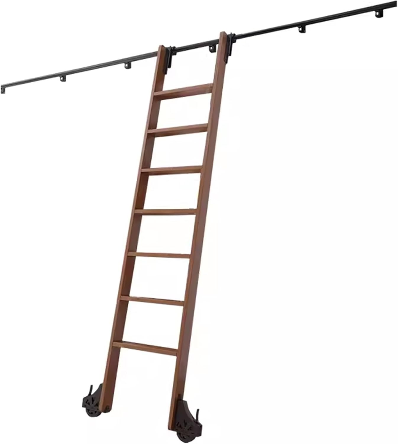 3.3-20FT Hardware Kit for Cabinet Closet, Telescope Sliding Ladder Hardware Kit, Heavy Duty Black Ladder Track Rail Extension Kit, Stand Up Tensible Mobile Ladder Rail No Ladder(One Color 6.6ft/2