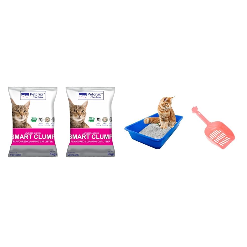 PetCrux Smart Clump Cat Litter Inside | Pet Friendly Lavender Essential Oils | Dust Free (for Multiple Cats), 10kg (2 Packs of 5kg) & Petcrux Scooper Litter Tray for Cat (Scooper - 2 Units) (B0CRVS3VR3) Amazon Price History, Amazon Price Tracker