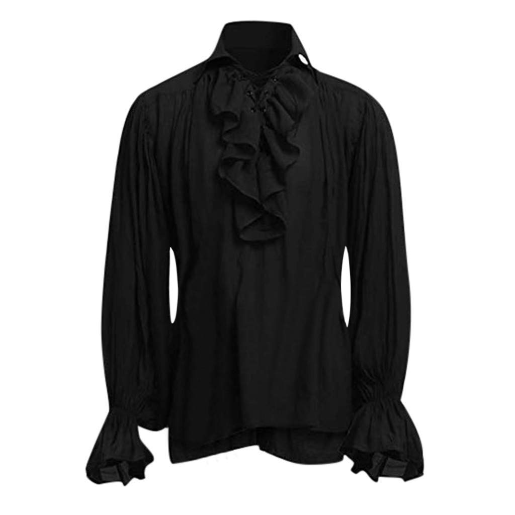 Mens Renaissance Ruffled Pirate Shirt Medieval Vintage Long Sleeve Blouse