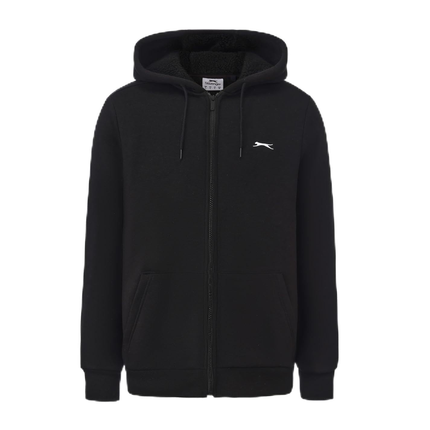 Slazenger Mens Borg Lined Fleece Hoodie Long Sleeve Black XL