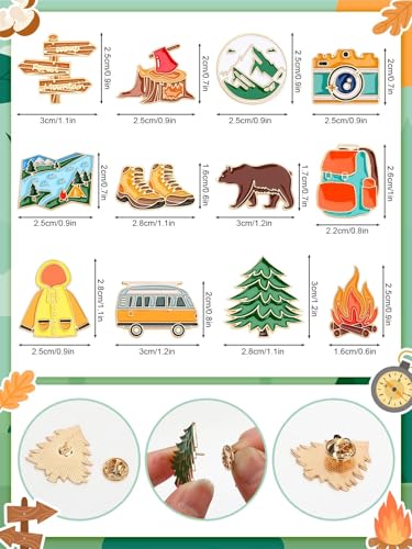 Image of JUNEBRUSHS 28 pcs Camping Enamel Funny Outdoors Adventure Brooch Pins Lapel Pins for Camping Adventure Birthday Party Decorations Gift Supplies Clothes Backpacks Decor Accessories
