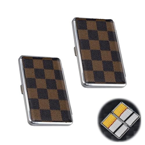 LONGHAO 2 pcs Étui à cigarettes Boite a Cigarette Étui à Cigarettes Slim Étui à Cigarettes en Cuir en Métal Boîte à Cigarette Métal,Tenir 20 Bâtonnets...