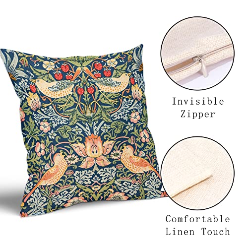 Aportt ARTBIRDPW-230601-A3 Chinoiserie Blue Sage Green Teal Pimpernel Pillow Covers 18X18 In Set Of 2 Colorful Floral Bird Red Strawberry Pillow Cases Vintage Flower Throw Pillowcases Home Decor thumb #1