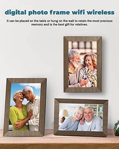 image for TEKXDD Digital Photo Frame WiFi, Wooden 10.1 Inch [Au Version] Smart C