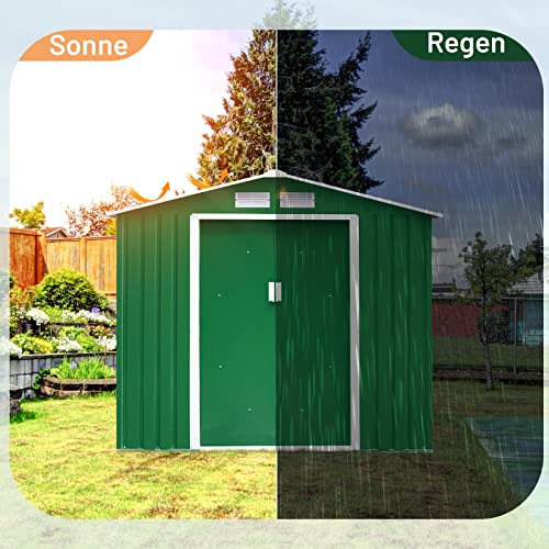 GYMAX Gartenhaus Metall, Garten Schuppen mit geräumigem Stauraum, wetterbeständiger Geräteschuppen, Gerätehaus mit… – Bild 4