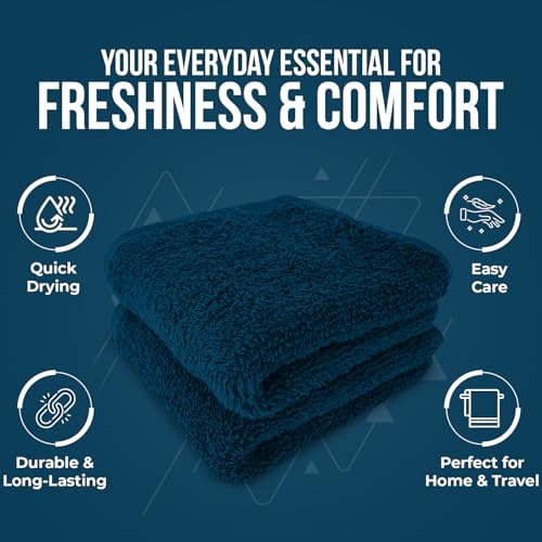 Image of DAN RIVER 24 Pack Wash Cloths for Showering [12x12] - 100% Cotton Washcloths Premium Quality Flannel Face Cloths for Bathroom, Highly Absorbent and Soft Feel Wash Clothes, Blue Opal