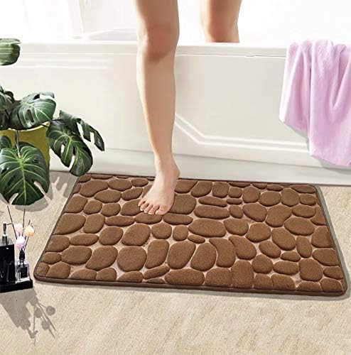 Miniatura 7 de Alfombra de baño de espuma viscoelástica YIFONTIN absorbente antideslizante para puerta de baño, alfombra de terciopelo de 15.7 x 26.8in, lavable a