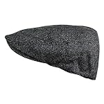 Wonderful Fashion Men's Classic Herringbone Tweed Wool Blend Newsboy Ivy Hat (Large/X-Large, Charcoal) - Image 2