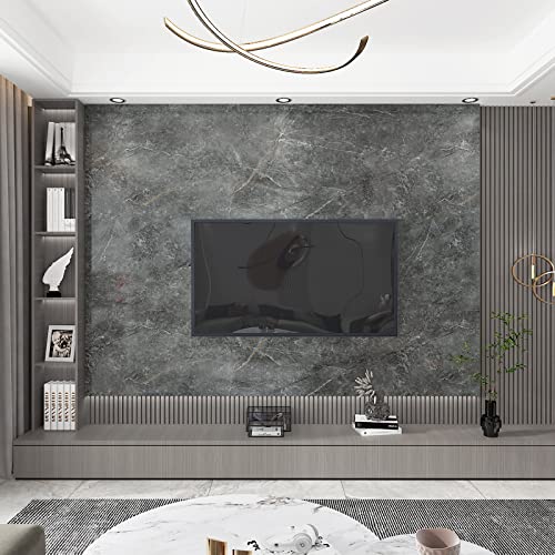 TOTIO Extra Wide Grey Marble Peel and Stick Wallpaper Smooth Thicken Dark Granite Look Furniture Sticker 31.5x157inch Waterproof Contact Paper PVC Wall Sticker Bathroom Kitchen Worktop Vinyl Covering - Image 2