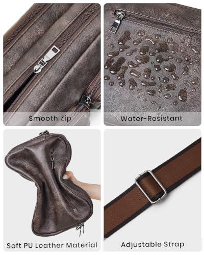 Image of Bluome Crossbody Purse for Women Multi Pocket Crossbody Bag with 3 Front Pockets Leather Shoulder Bag Everyday Travel Bag