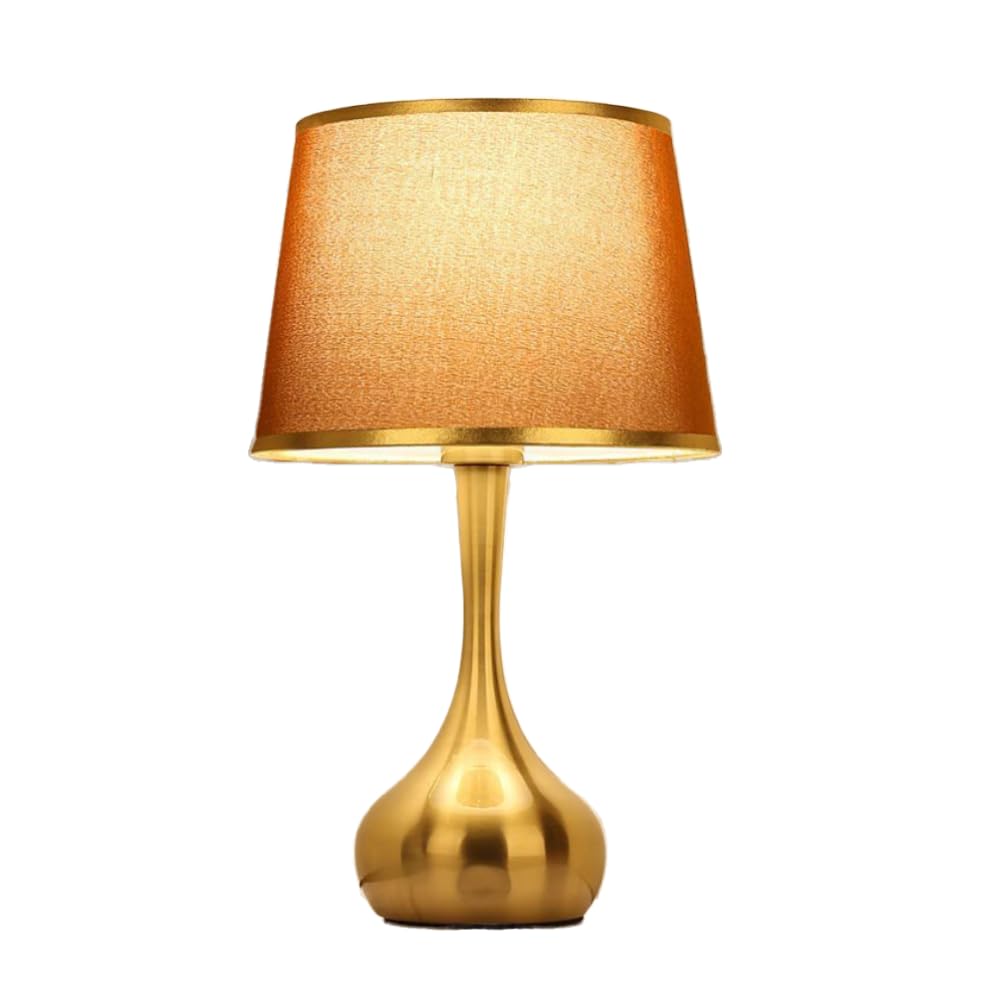 XINYASEE Lampe de chevet en tissu, abat-jour avec interrupteur, design chic lumière du jour, lampe de table moderne, rouge doré, 25x42 cm E27 Lampes de table (Rouge)
