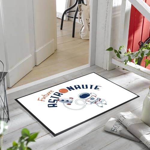 Paillasson Blanc Future Astronaute anti saleté 60x40cm pour entrée propre