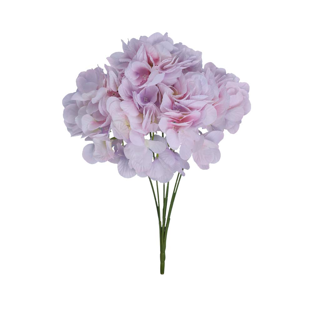 YataiArtificial Flowers Bouquet, Elegant Faux Silk Hydrangea Flowers, No Maintenance, Eco-Friendly, Allergy-Free Fake Flowers for Vase Filling, Faux Floral Arrangement for Home Decor, Light-Purple