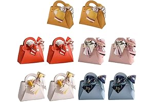 10-Pack Assorted Colored Purse-Shaped Gift Bags with Ribbon, Perfect for Parties and Special Occasions