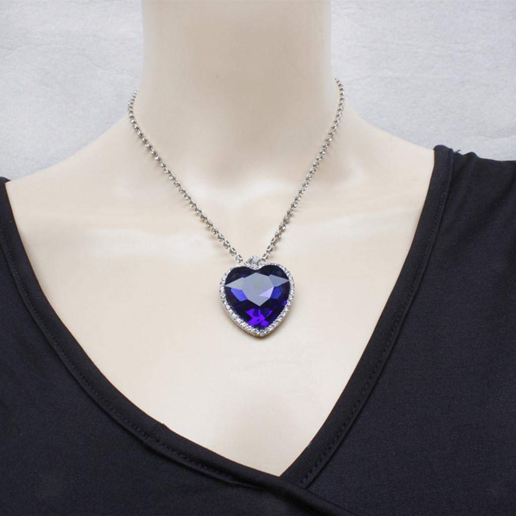 Sapphire Heart Of Ocean Pendant Necklace Titanic Necklace Valentines Gift