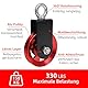 DOBVDLA Alu Umlenkrolle 90mm, Seilrolle Fitness mit U Haltebügel, Block Umlenkrollen für Stelseile DIY Gym Fitnessgeräte, Kabelmaschine Drahtseilrolle mit Karabinerhaken Verbindungsgurt, Rote