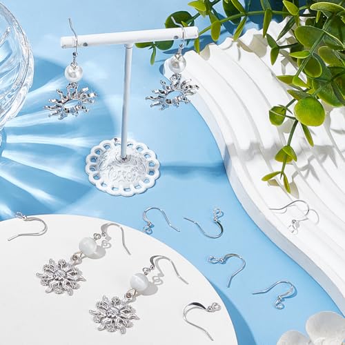 SUNNYCLUE 1 Box 120Pcs Real Platinum Plated Earring Hooks Ear Wire Hooks with Ball Brass French Earring Fish Hook Silver Earwires Findings for jewellery Making Accessories Supplies DIY Dangle Earrings - Image 4