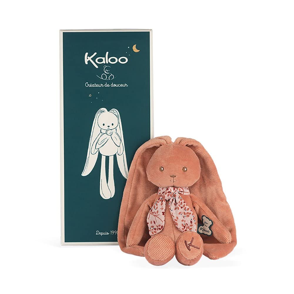Kaloo - Lapinoo - Rabbit Doll - Baby’s Corduroy Soft Toy - 13.8"/35 cm - Terracotta Colour - Ultra-Soft material - Gift Box - From Birth Onwards - K972201