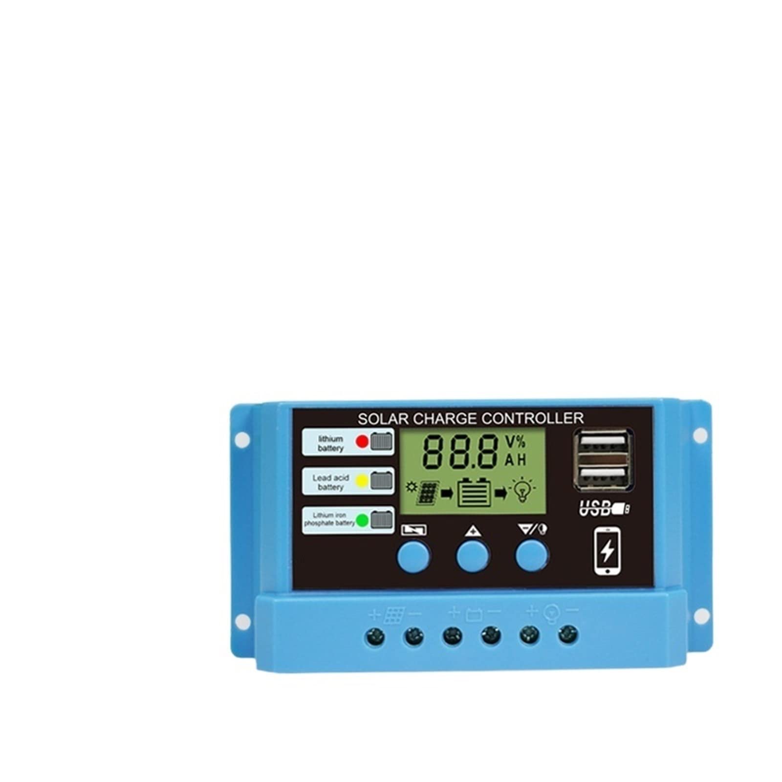 Solar Controller, Solar Controller 12v24v Charge Lithium Lead-Acid Battery Street Lamp Photovoltaic Panel and Discharge(Indicator Light Model 30A)