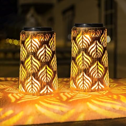 TOTHDATE 2PCS Solar Garden Lanterns with Retro Design Cover