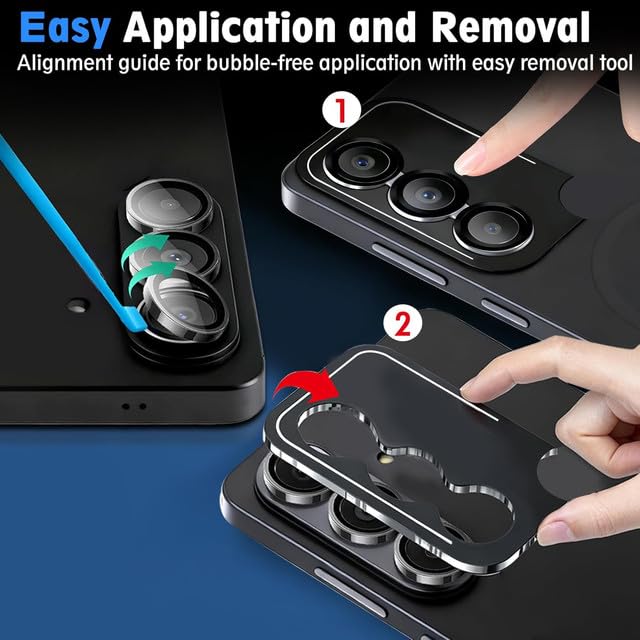 Image of Skinomi Camera Lens Protector Compatible For Samsung Galaxy S26 / S26 Plus [Anti-Scratch] Premium Tempered Glass Film Aluminum Alloy Lens Ring Cover- Black Titanium