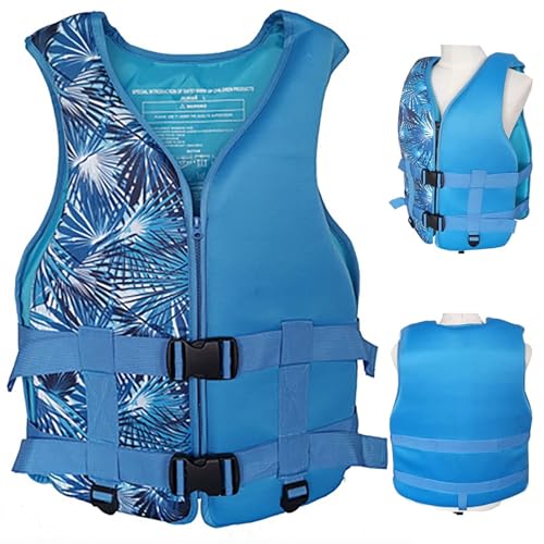 FOVIGUO Chaleco Salvavidas de Neopreno Ajustable para niños Adultos Chaleco Salvavidas para Deportes acuáticos con Bolsillos con Cremallera para Kayak navegación esnórquel(Blue,XS)