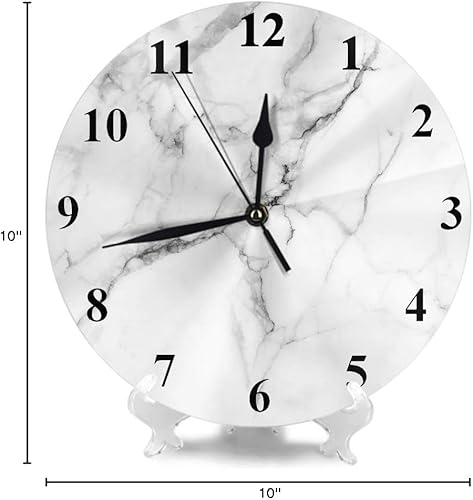 Miniatura 8 de HGOD DESIGNS Reloj de pared redondo de mármol, sanstone de mármol blanco, reloj de pared redondo silencioso, decorativo de pared para el hogar,