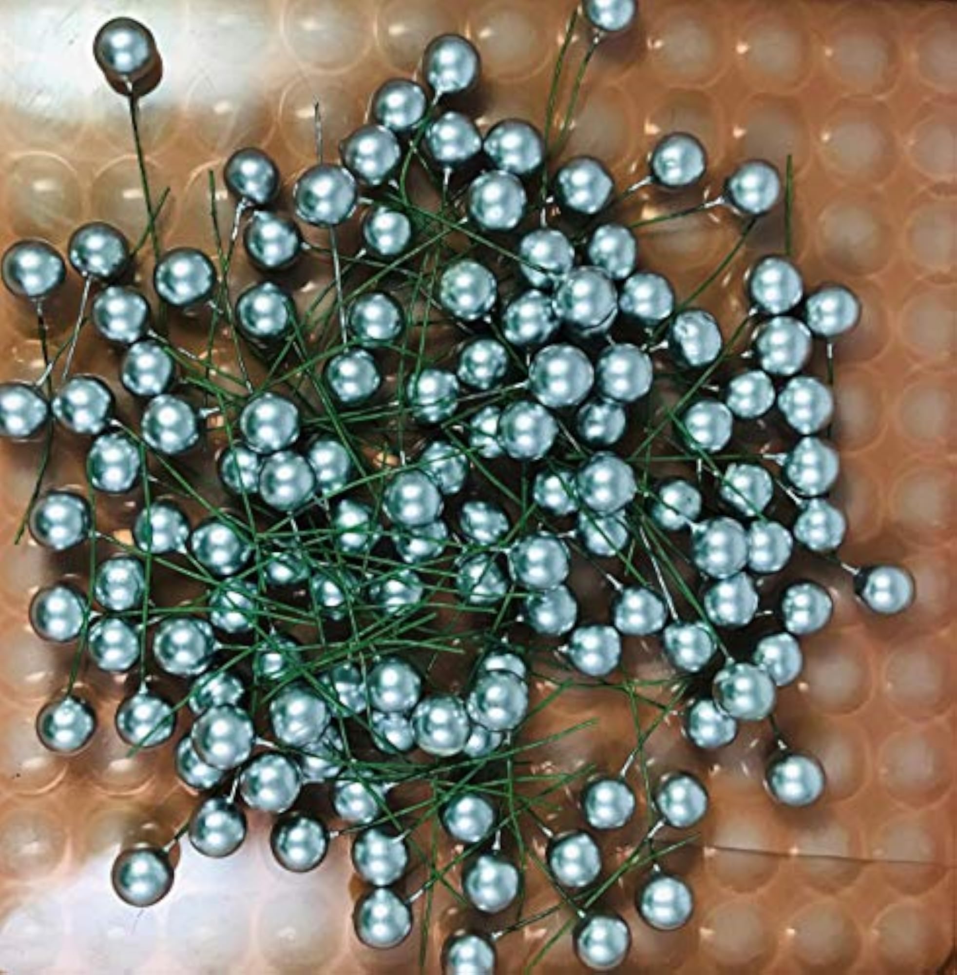 100 Pcs Silver Artificial Berry Fruits for Christmas Decoration