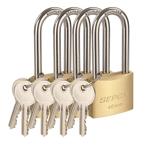 SEPOX® Marine Grade Outdoor Padlocks Keyed Alike, 40mm Heavy-Duty Solid Brass Lock Weather Proof