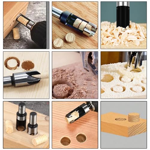 CUKCIC Zapfenschneider Kohlenstoffstahl Dübel Zapfenbohrer Plug Cutter 8tlg
