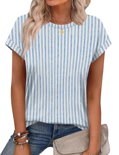 Image of Alaroo Womens Summer Tops Short Sleeve Shirts Crew Neck Cute Trendy Tunic Blouses (S-3XL)