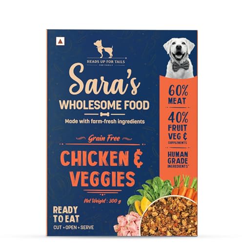 Image of Sara's Wholesome by HUFT Grain-Free Chicken & Veggies Dog Food - 300 gm (Pack of 14) | Value Pack | Wet Meal with Human-Grade Ingredients | Gluten-Free, Nutritional Diet | Suitable for All lifestages