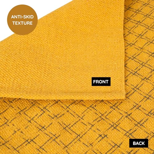 Image of Pure cotton anti-skid, machine wash yoga mat. 73inches x 24inches, 5mm thickness (5mm (Yellow))