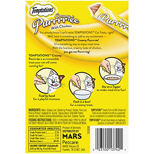 TEMPTATIONS Creamy Purrrr-ée with Chicken Cat Treats, (44) 1.7oz Pouches - Image 4