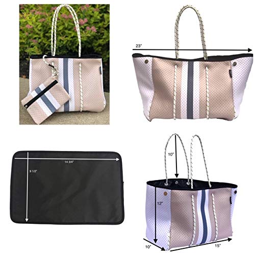Dallas Hill Designs Large Tote Bag for Women | Neoprene Shoulder Purse | Travel, Beach, Gym Handbag | Extra Pouch2