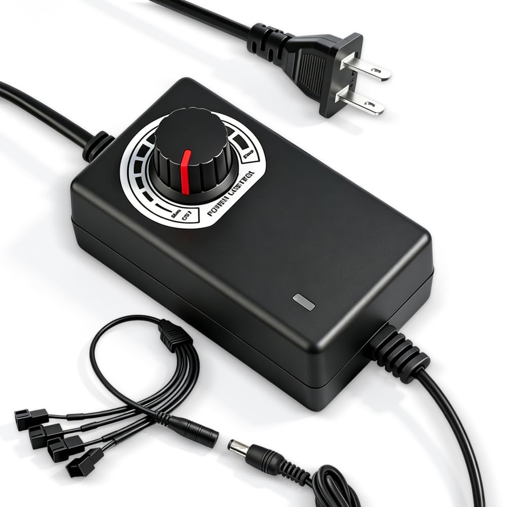 Kontroler prędkości wentylatora, 3-12V 2A Adapter Kabel 1 do 4 PC Regulator Temperatury Wentylator Wentylator Pompa Silnik Ochrona Przeciążenia