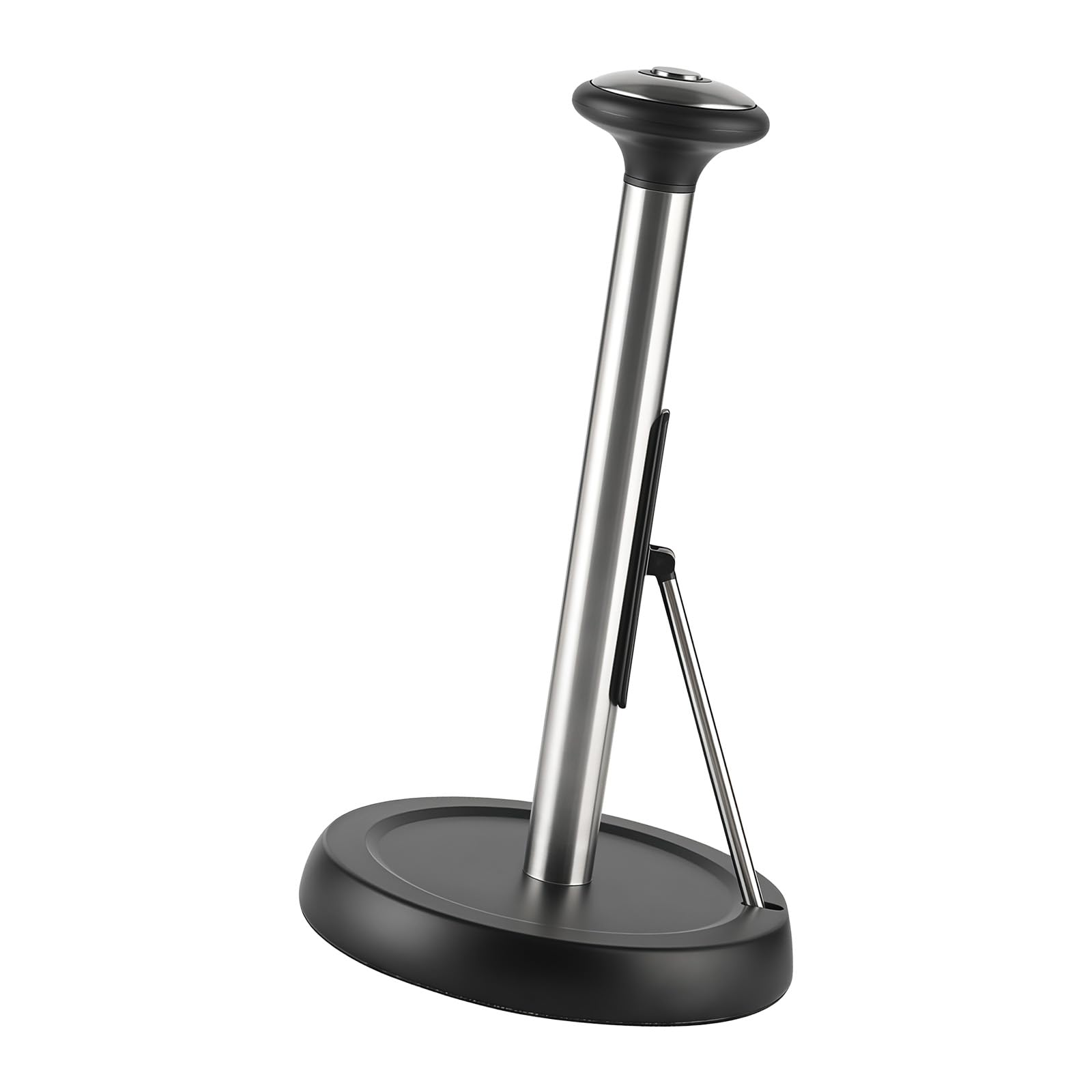 Kitchen Paper Towel Stand with Weighted Base and Ergonomic Handle Spring Paper Dispenser Elegant Stainless Steel Dispenser