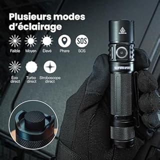 Sofirn SP35T lampe et torche tactique, 3800 lumens, double interrupteur, 8 modes, LED rechargeable IPX8, USB-C