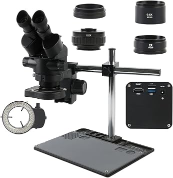Microscope Kit Simul-Focal Trinocular Microscope Stereo Microscope 3.5X-90X Microscope Lens Adapters Color 2