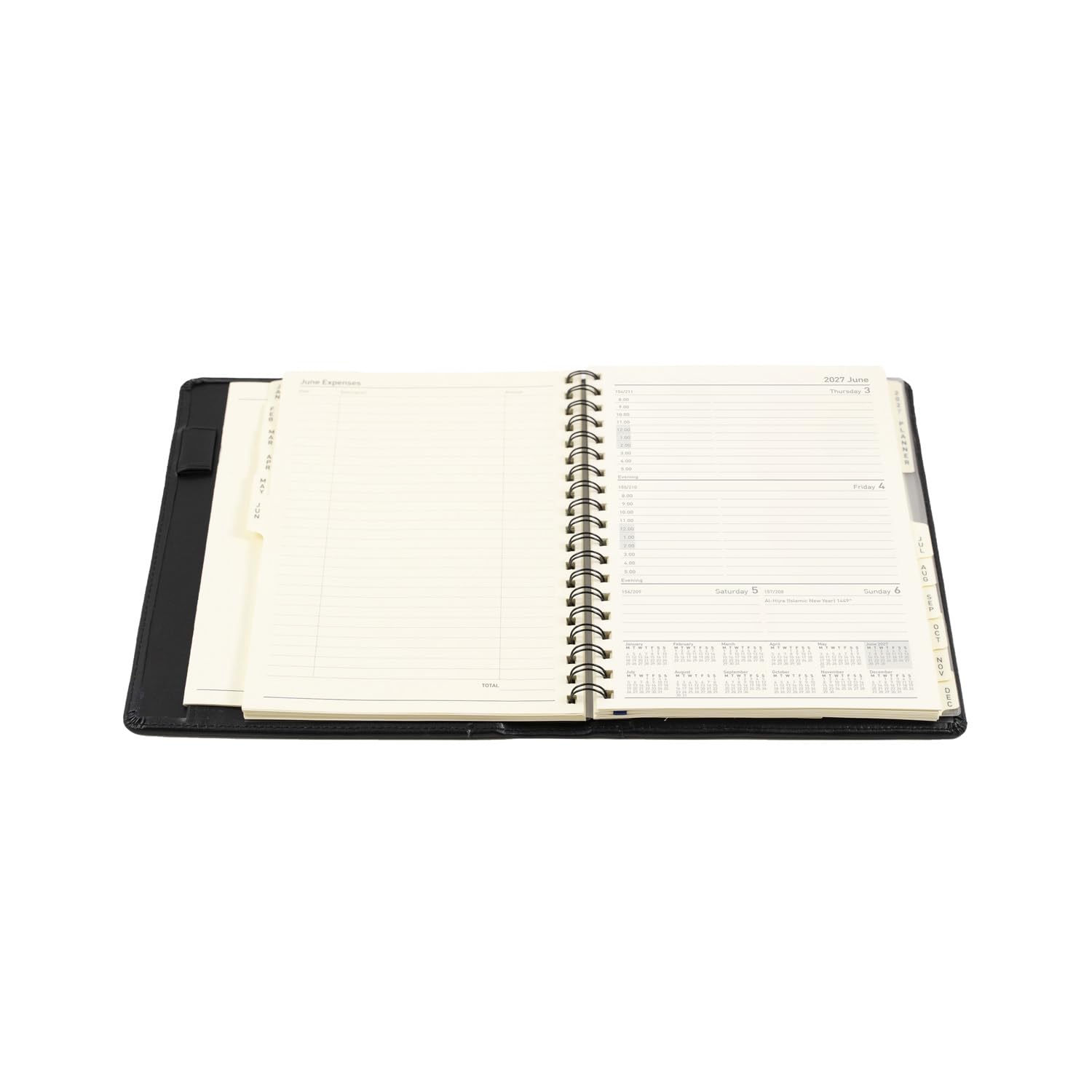 Agenda anual 2027, agenda compacta de 12 meses, 190 x 127 mm, tapa dura en color negro, gama Collins Debden Elite, 1150 V, 99-27