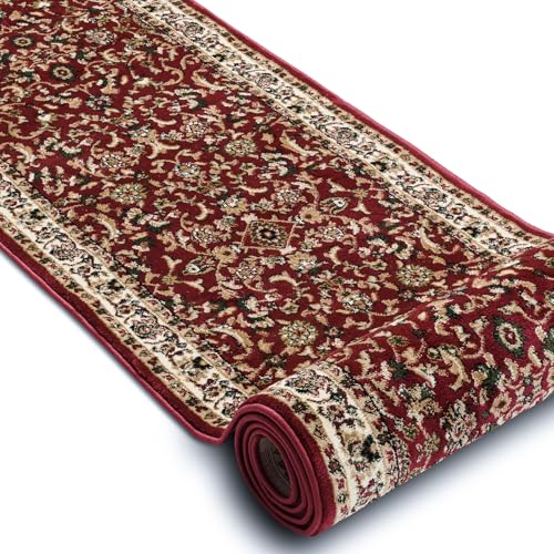 Tapis de couloir Heat-Set Royal ADR bordeaux 90x160 cm pour entrée et cuisine moderne