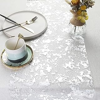 WELTRXE Table Runner,28cm x 5M Sparkling Polyester Tulle Ribbon Roll with Rose Gold Foil,Valentine's Day Shiny Mesh Table Decoration,Glitter Gift Floral Wrapping,Birthday Party Wedding Christmas Decor
