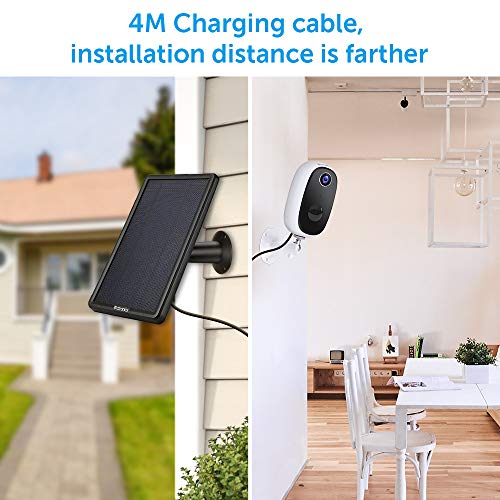 Ctronics Solar Panel Power Supply for Battery Powered IP Outdoor Security Camera Input 5V with 4M Power Cable, Built-in 2400mAh Battery, 360°Adjustable Bracket, Waterproof IP66 - Thumbnail 2