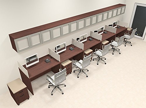 Amazon.com: Five Person Modern Divider Office Workstation Desk Set