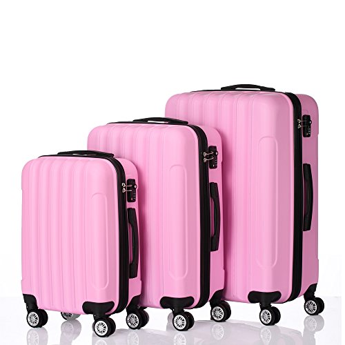 JHshop Luggage 3 Piece Set Suitcase Traveling Lightweight, Luggage Sets Suitcase Sets with Wheels, Suitcases with Wheels Pink
