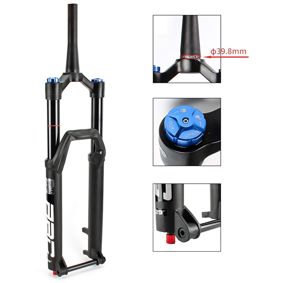 27,5/29 cali przedni widelec do rowerów górskich pneumatyczny z wałem wtykowym 15x110 mm MTB stop magnezu skok sprężyny 160 mm stożkowa przednia rura amortyzacja regulowana (kolor: ręczny, rozmiar 29