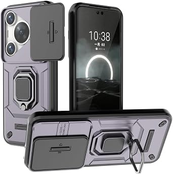 Compatible with Huawei Pura 70 Pro Bracket Shell,with Slide Camera Lens Cover Compatible with Huawei Pura 70 Pro+ HBN-AL10 HBN-AL80 / Pura 70 Pro HBN-AL00 Case Purple